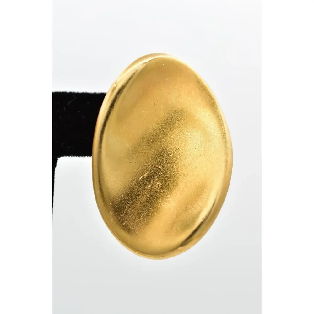 Anne Klein Vintage Clip On Earrings Brushed Gold Chunky Unsigned 1980s BinBF